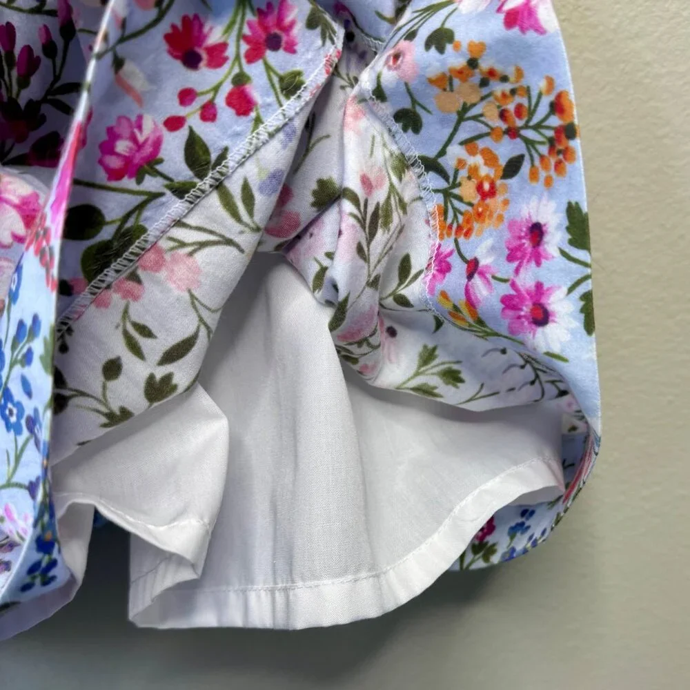 OSCAR DE LA RENTA Floral Dress Girls 8 Cotton Ruffle Neck Spring Summer Flowers - Picture 6 of 8